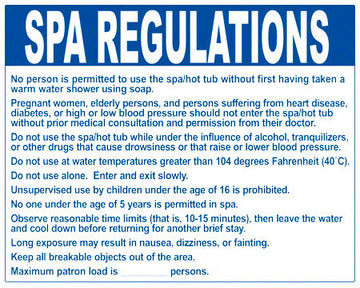 Nebraska Spa Regulations Sign - 30 x 24 Inches on Heavy-Duty Aluminum (Customize or Leave Blank)