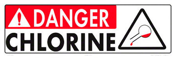 Danger Chlorine Sign - 18 x 6 Inches on Adhesive Vinyl