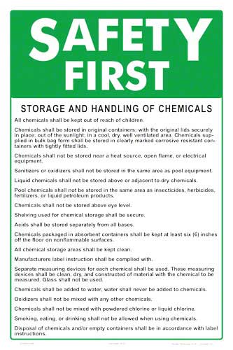 Safety First Storage and Handling Instruction Sign - 12 x 18 Inches on Styrene Plastic