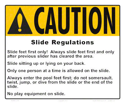 Arkansas/New Mexico Slide Regulations Caution Sign - 12 x 10 Inches on Heavy-Duty Aluminum