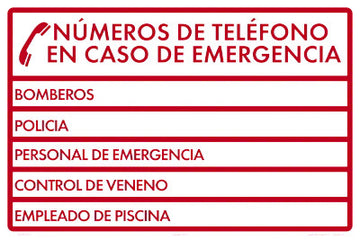 Emergency Phone Numbers Sign in Spanish - 18 x 12 Inches on Heavy-Duty Aluminum