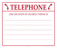 Telephone Nearest Location Sign - 12 x 10 Inches on Heavy-Duty Aluminum (Customize or Leave Blank)