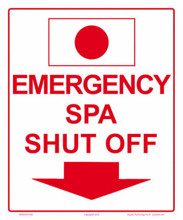 Emergency Spa Shut Off Sign - 10 x 12 Inch on Vinyl Stick-on