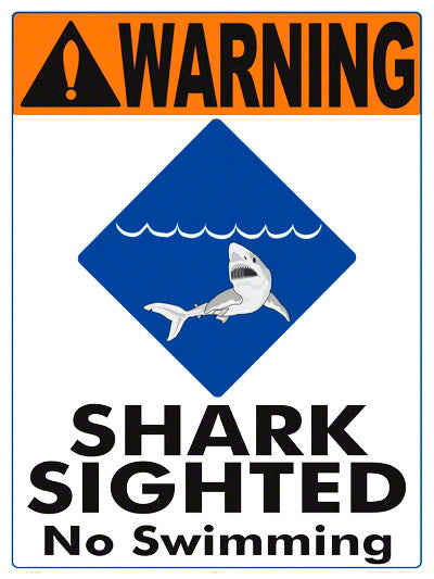 Shark Sighted Warning Sign - 18 x 24 Inches on Styrene Plastic