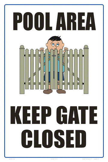 Pool Area Keep Gate Closed Sign - 12 x 18 Inches on Heavy-Duty Aluminum