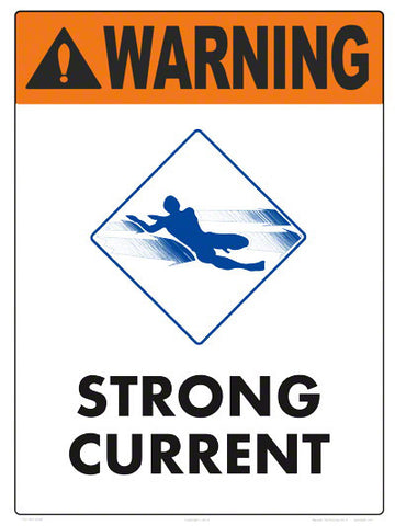 Strong Current Warning Sign - 18 x 24 Inches on Styrene Plastic
