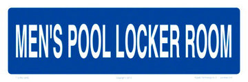 Men's Pool Locker Room Sign - 12 x 04 Inches on Styrene Plastic