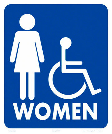 Women/Wheelchair Accessible Sign With Graphics - 10 x 12 Inch on Vinyl Stick-on