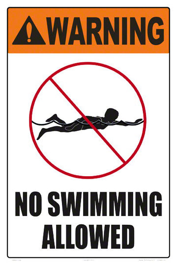 No Swimming Allowed Warning Sign - 12 x 18 Inches on Heavy-Duty Aluminum