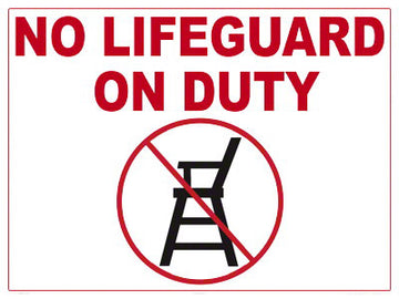 No Lifeguard On Duty With Graphic Sign - 24 x 18 Inches on Heavy-Duty Aluminum