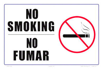 No Smoking Sign English/Spanish - 12 x 8 Inch on Vinyl Stick-on