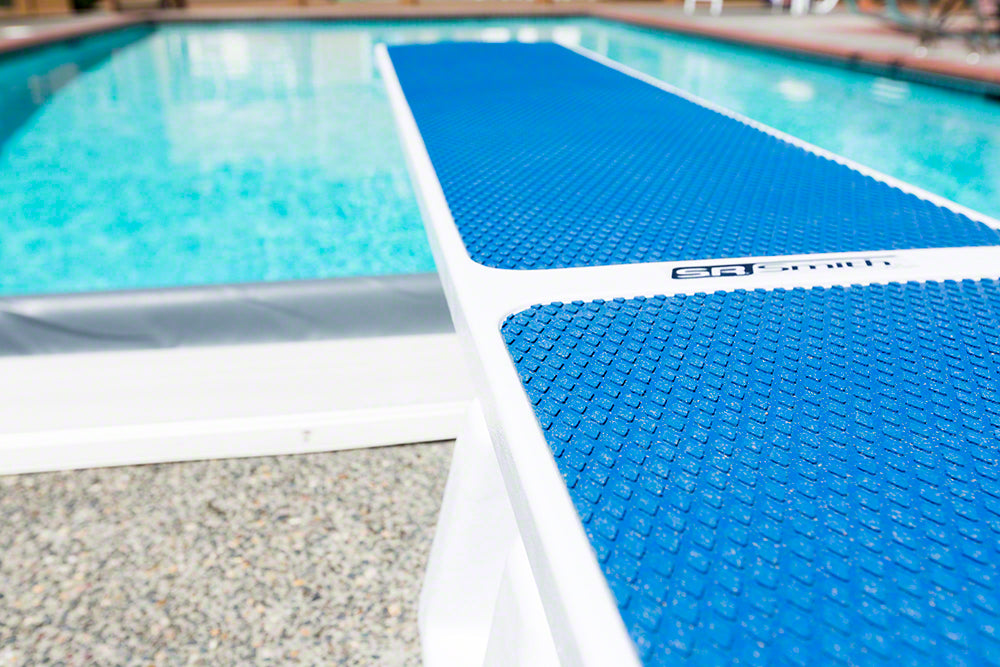 Salt Pool Jump System With 8 Foot TrueTread Board - Taupe Stand With Taupe Board and Tan TrueTread
