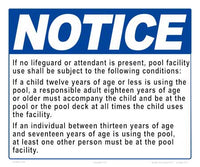 Washington Notice Lifeguard and Attendant Statement Sign - 12 x 10 Inches on Styrene Plastic