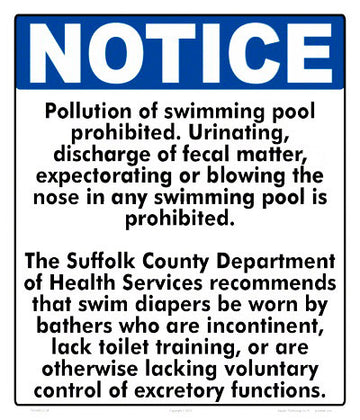 Notice Suffolk County Pollution Statement Sign - 12 x 14 Inches on Heavy-Duty Aluminum