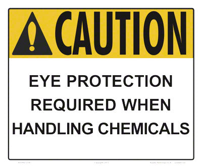 Eye Protection Required Caution Sign - 12 x 10 Inches on Styrene Plastic