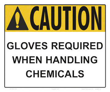Gloves Required Caution Sign - 12 x 10 Inches on Heavy-Duty Aluminum