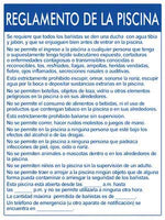 Colorado Pool Rules Sign in Spanish - 18 x 24 Inches on Styrene Plastic (Customize or Leave Blank)