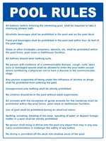 Delaware Pool Rules Sign - 18 x 24 Inches on Heavy-Duty Aluminum