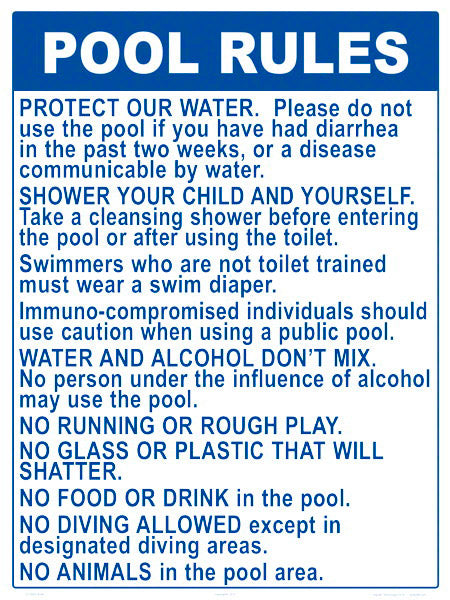 Oregon Pool Rules for Diving Pools Sign - 18 x 24 Inches on Styrene Plastic