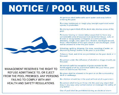 Connecticut Pool Rules With Graphic Sign - 30 x 24 Inches on Heavy-Duty Aluminum