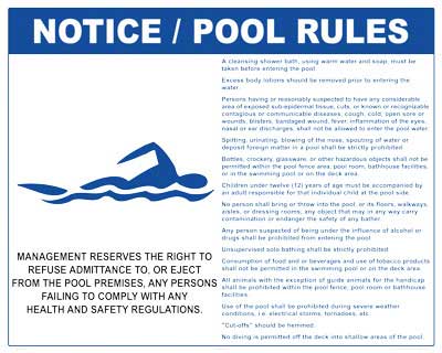 Oklahoma Pool Rules With Graphic Sign - 30 x 24 Inches on Styrene Plastic