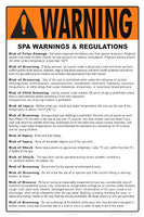 Delaware Spa Warnings and Regulations Sign - 12 x 18 Inches on Styrene Plastic