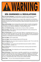 Massachusetts Spa Warnings and Regulations Sign - 12 x 18 Inches on Styrene Plastic