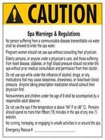 Wyoming Spa Warnings and Regulations Caution Sign - 18 x 24 Inches on Heavy-Duty Aluminum