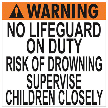 Georgia No Lifeguard - Supervise Children Warning Sign - 30 x 30 Inches on Heavy-Duty Aluminum