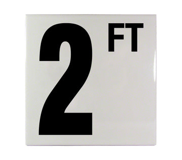 2 FT Ceramic Smooth Tile Depth Marker 6 Inch x 6 Inch with 5 Inch Lettering