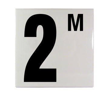 2M Metric Ceramic Smooth Tile Depth Marker 6 Inch x 6 Inch with 5 Inch Lettering