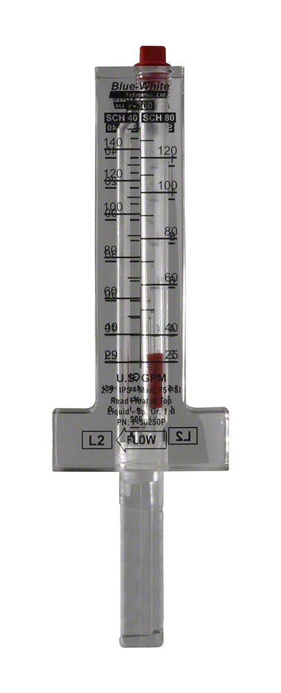 F-300 Acrylic Flowmeter for 2-1/2 Inch Schedule 40/80 Horizontal Pipe - 29-150 GPM
