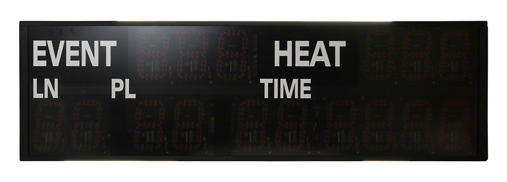 Two-Line Mini LED Scoreboard Displays Event/Heat and Lane/Place/Time