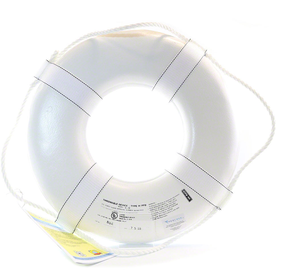 White Life Ring Buoy 24 Inch USCG Approved GW24 Jim Buoy