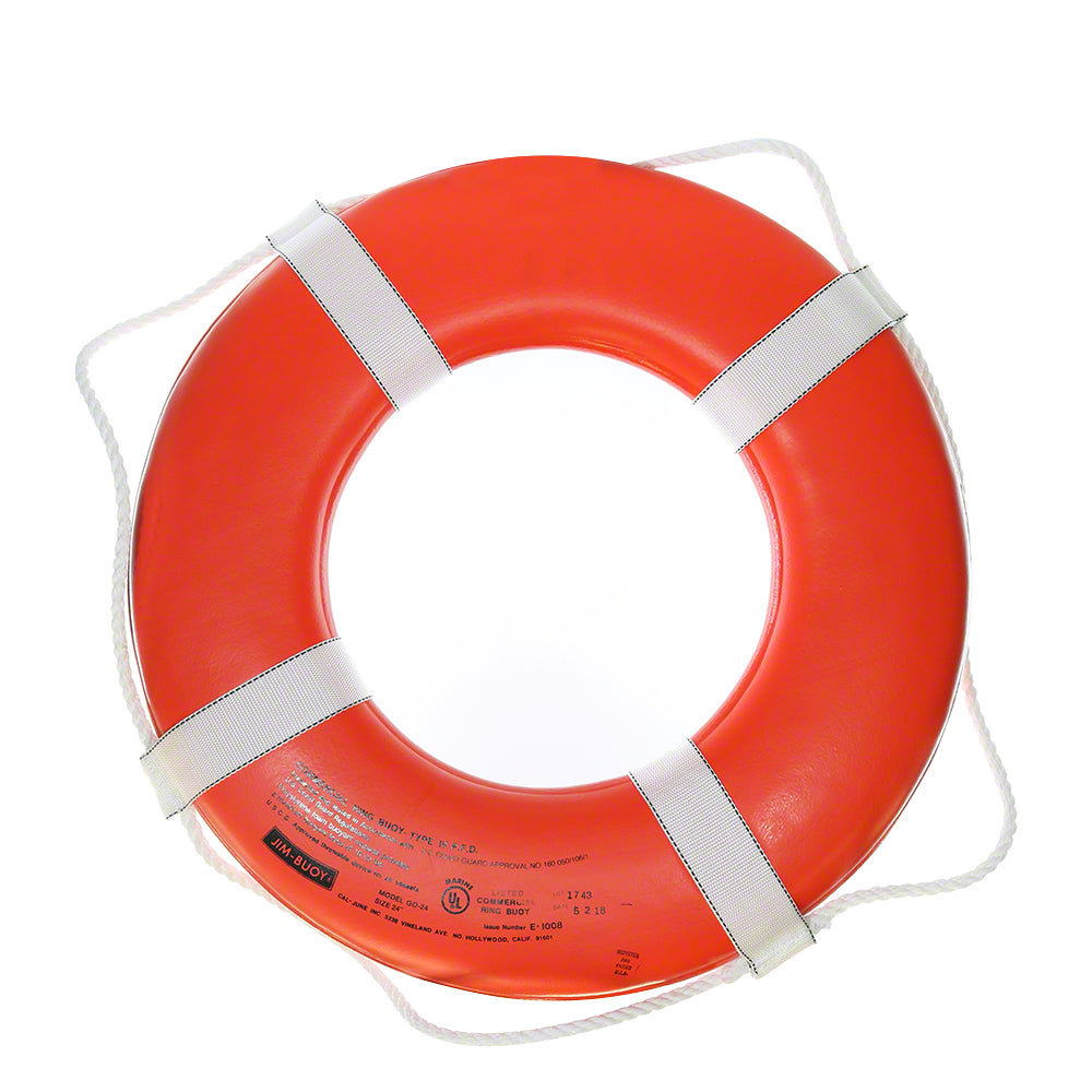 USCG Solid Foam 30 Inch Life Ring Buoy With Webbing - Orange