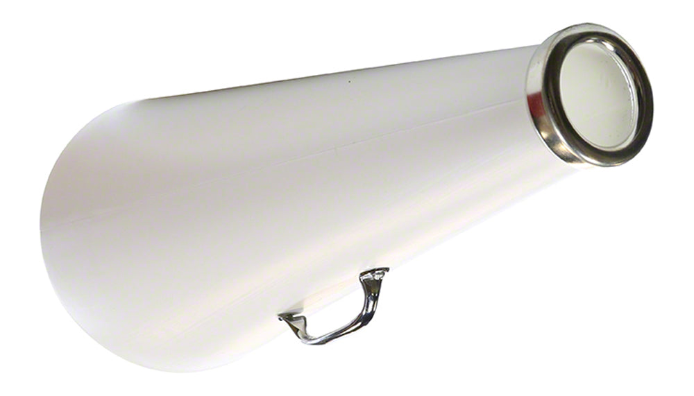 32 Inch Plastic Megaphone With Plated Metal Mouthpiece and Handle - White