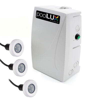 PoolLUX Power LED Treo Lighting Kit With 3 Treo RGB Lights and 100 Watt PoolLUX Power System