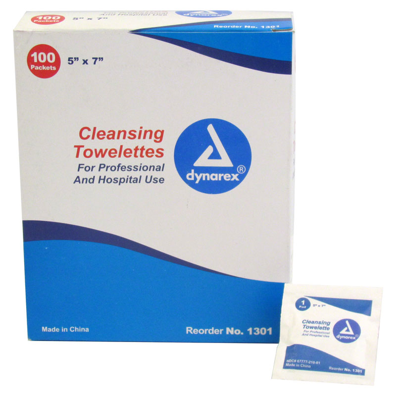 Antiseptic Cleansing Towelette - 5 x 7 Inches - Box of 100