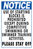 Notice Use of Diving Blocks for Swim Team Sign - 12 x 18 Inches on Heavy-Duty Aluminum