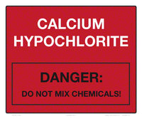 Red Calcium Hypochlorite (Danger) Tank Label 12 x 10 Vinyl Stick-on