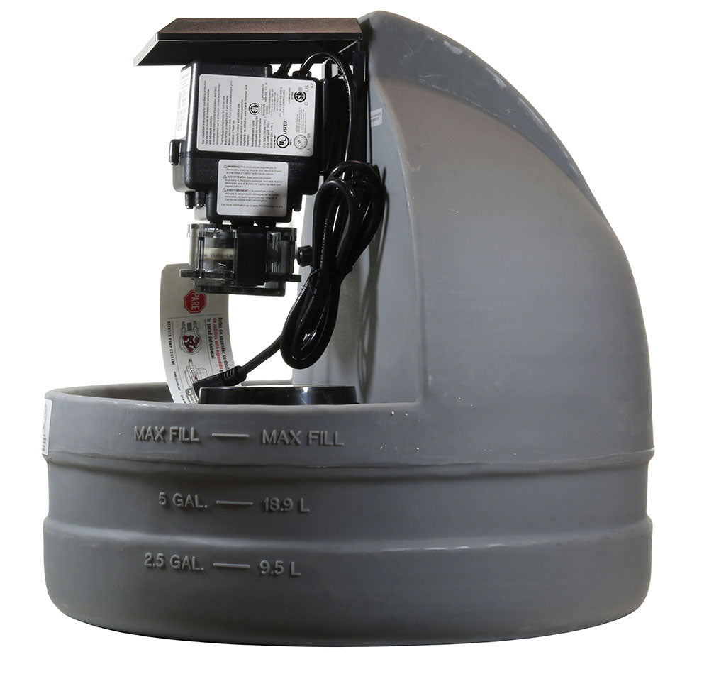 7.5 Gallon Gray Chemical Tank With 45MPHP2 Model Fixed Pump - 100 PSI 3 GPD 120 Volt - 1/4 Inch UV Tubing