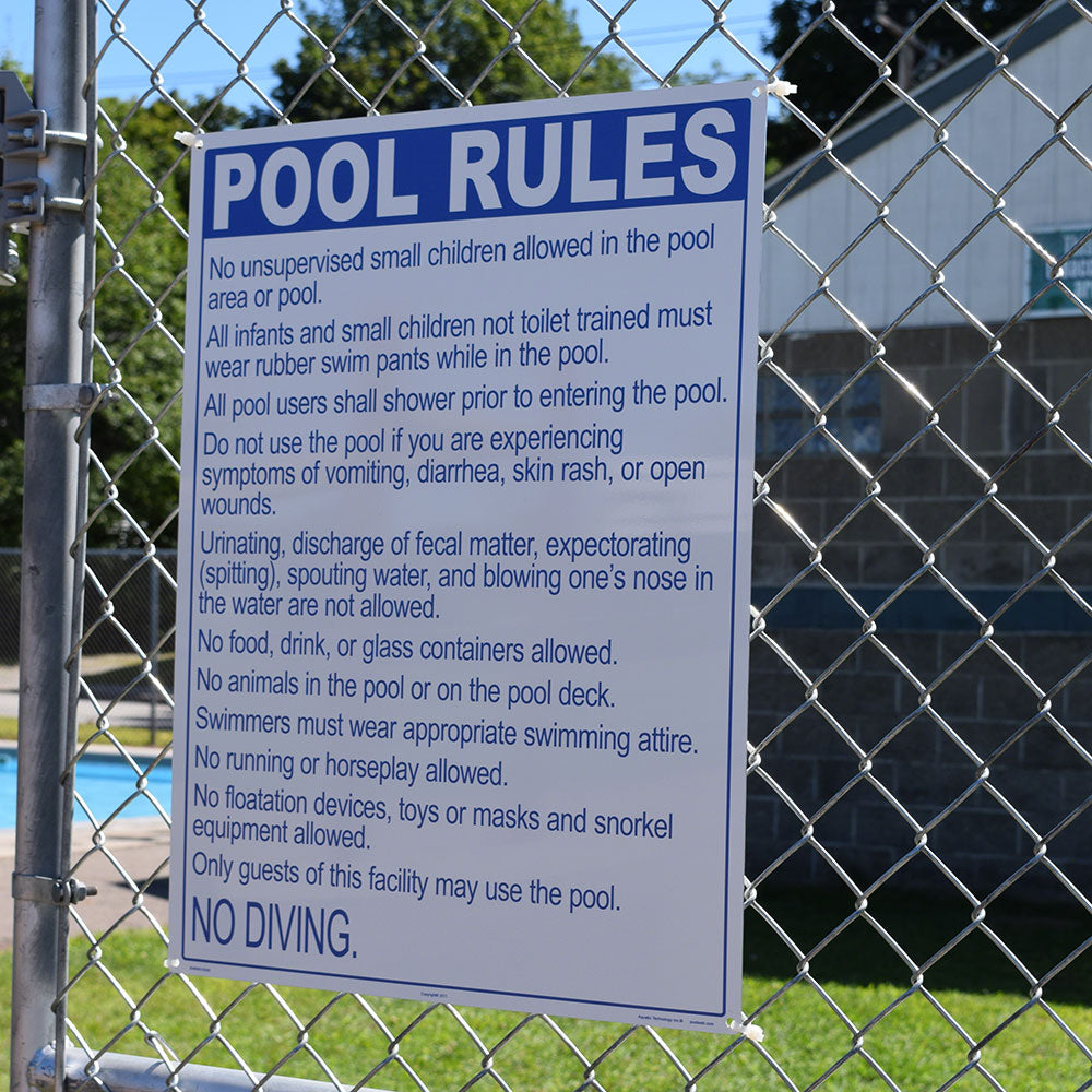 Maine Pool Rules for No Diving Pools Sign - 18 x 24 Inches on Styrene Plastic