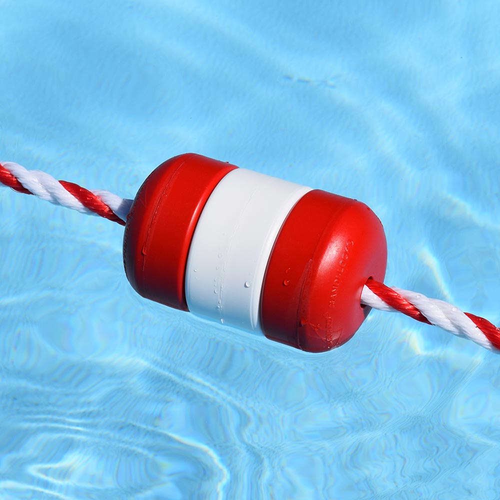 Pool Safety Rope and Float Kit - 30 Feet - 1/2 Inch Red and White Rope with 3 x 5 Inch Locking Floats