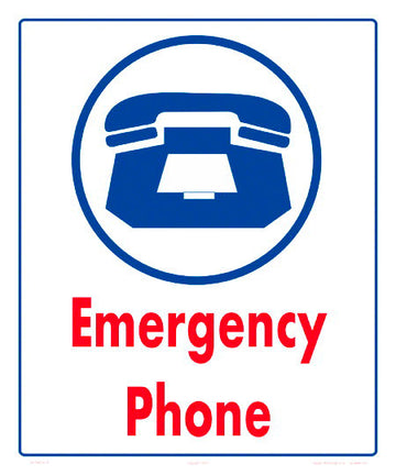 Emergency Phone Symbol Sign - 10 x 12 Inches on Styrene Plastic