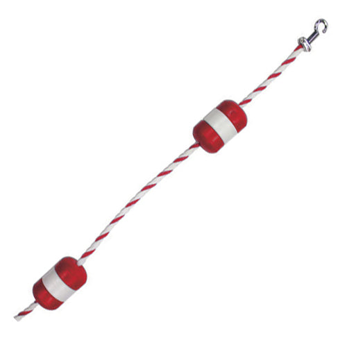 Pool Safety Rope and Float Kit - 50 Feet - 1/2 Inch Red and White Rope with 3 x 5 Inch Locking Floats