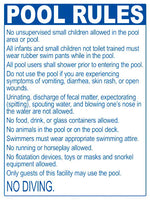 Maine Pool Rules for No Diving Pools Sign - 18 x 24 Inches on Styrene Plastic