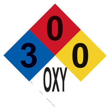 Gaseous Oxidizer (Muriatic Acid) Fire Diamond Sign - 12 x 12 Inches on Styrene Plastic