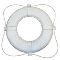 USCG Vinyl Coated Foam 24 Inch Life Ring With Grab Lines - White