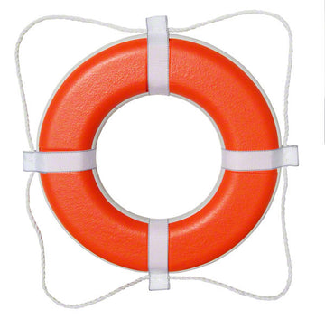 USCG Vinyl Coated Foam 30 Inch Life Ring With Grab Lines - Orange