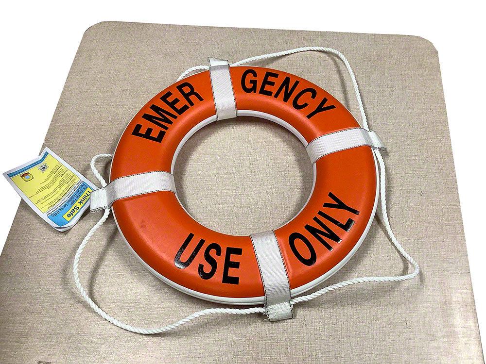 Emergency Use Only USCG Solid Foam 20 Inch Life Ring Buoy - Orange